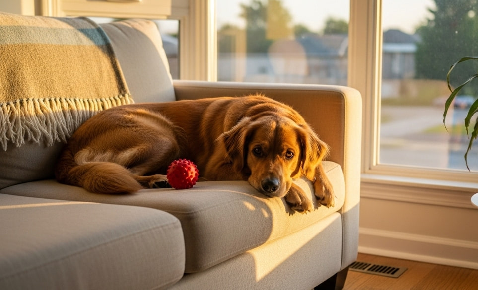 Un cane spossato che non sta bene in un appartamento | RimosVet