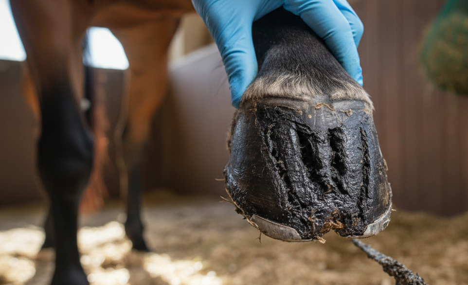 Un veterinario mostra il fettone marcio in un cavallo| Rimosvet