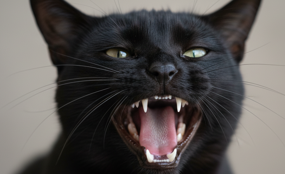 Gatto nero con denti sani | Rimosvet