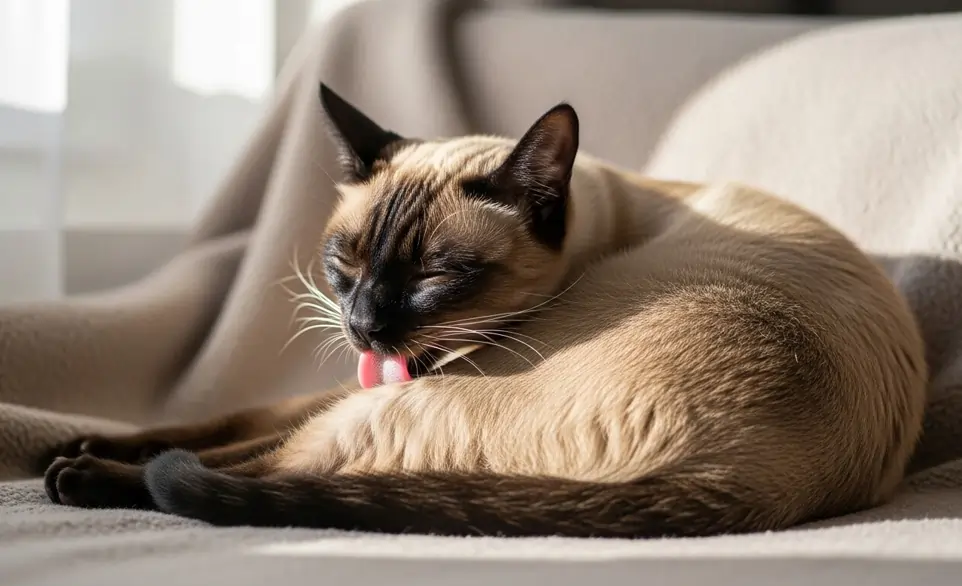 Gatto siamese, ormai guarito, che non perde più il pelo a chiazze | RimosVet