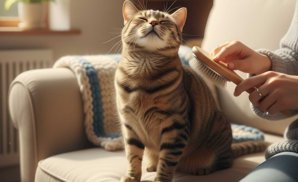 Un gatto spazzolato sul divano| RimosVet