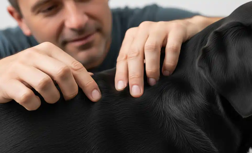 Ispezione del mantello del cane alla ricerca di dermatiti o altri problemi | RimosVet